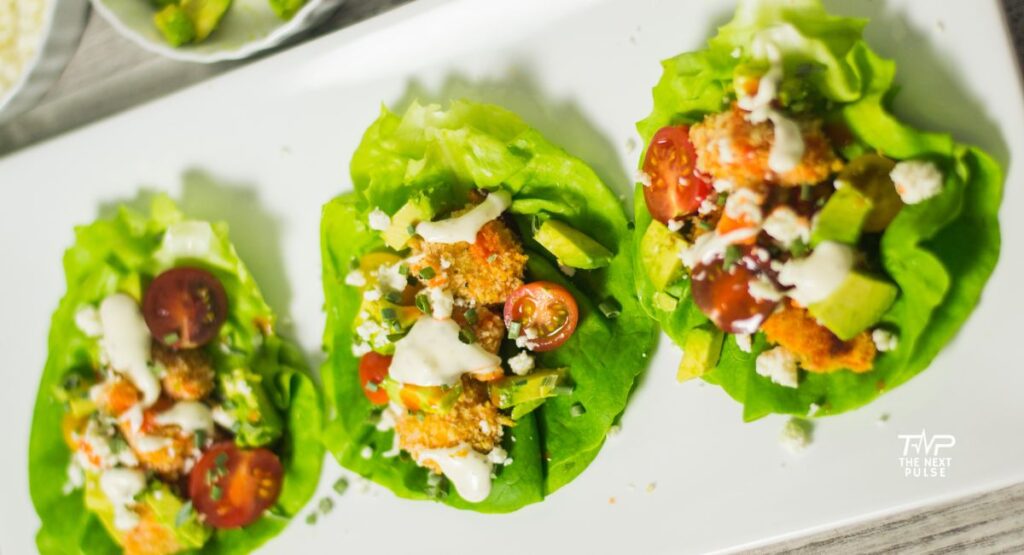 Low Carb Chicken Lettuce Wraps with Avocado  Mayo Sauce