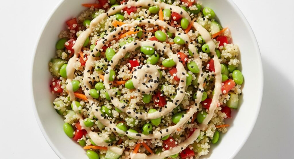Quinoa Edamame Salad with Miso Dressing