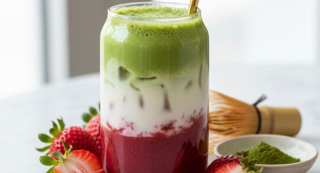 Strawberry Matcha Latte In 5 Min