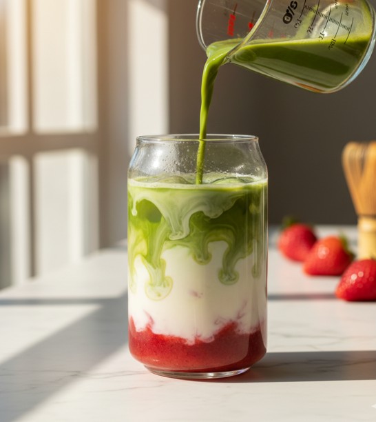 Strawberry Matcha Latte Poring