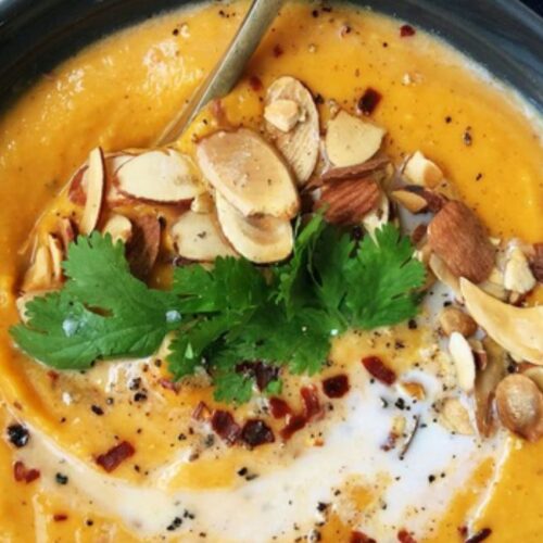 Creamy Thai Pumpkin Soup with Coconut Milk and Red Curry
