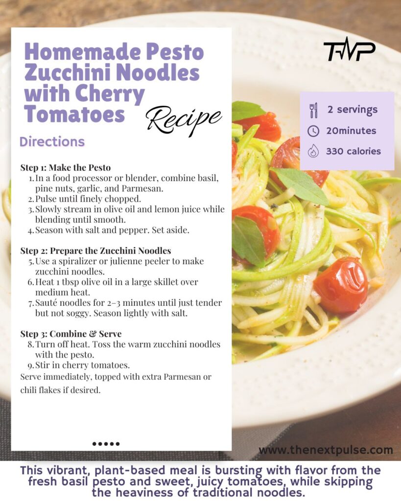 Pesto Zucchini Noodles with Cherry Tomatoes Instructions