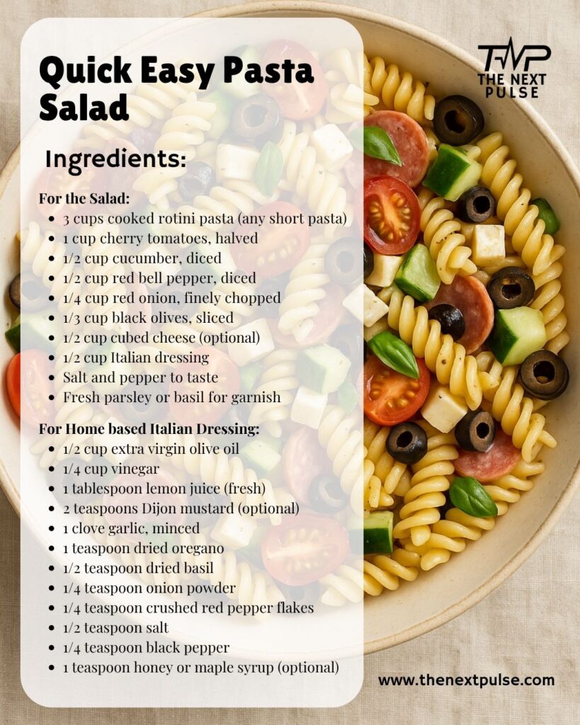 Healthy Pasta Salad Recipe Ingredients