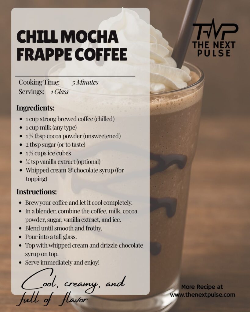 Make This Homemade Mocha Frappe in 5 Minutes — Cold, Creamy & Irresistible 3 Chill Mocha Frappe Coffee Recipe